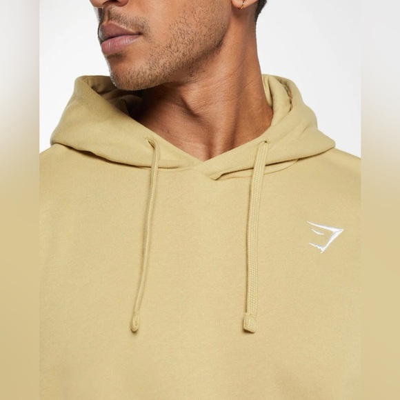 GYMSHARK Men’s Small Crest Oversized Hoodie Khaki Yellow- NWT - Picture 5 of 6